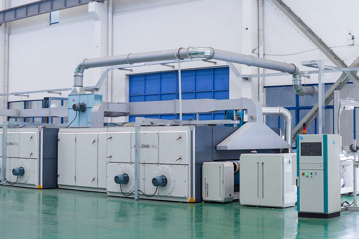 Hot air through production line